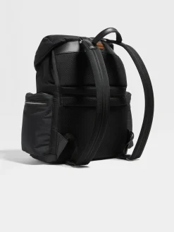 Black Technical Fabric and PELLETESSUTA™ Leather Backpack