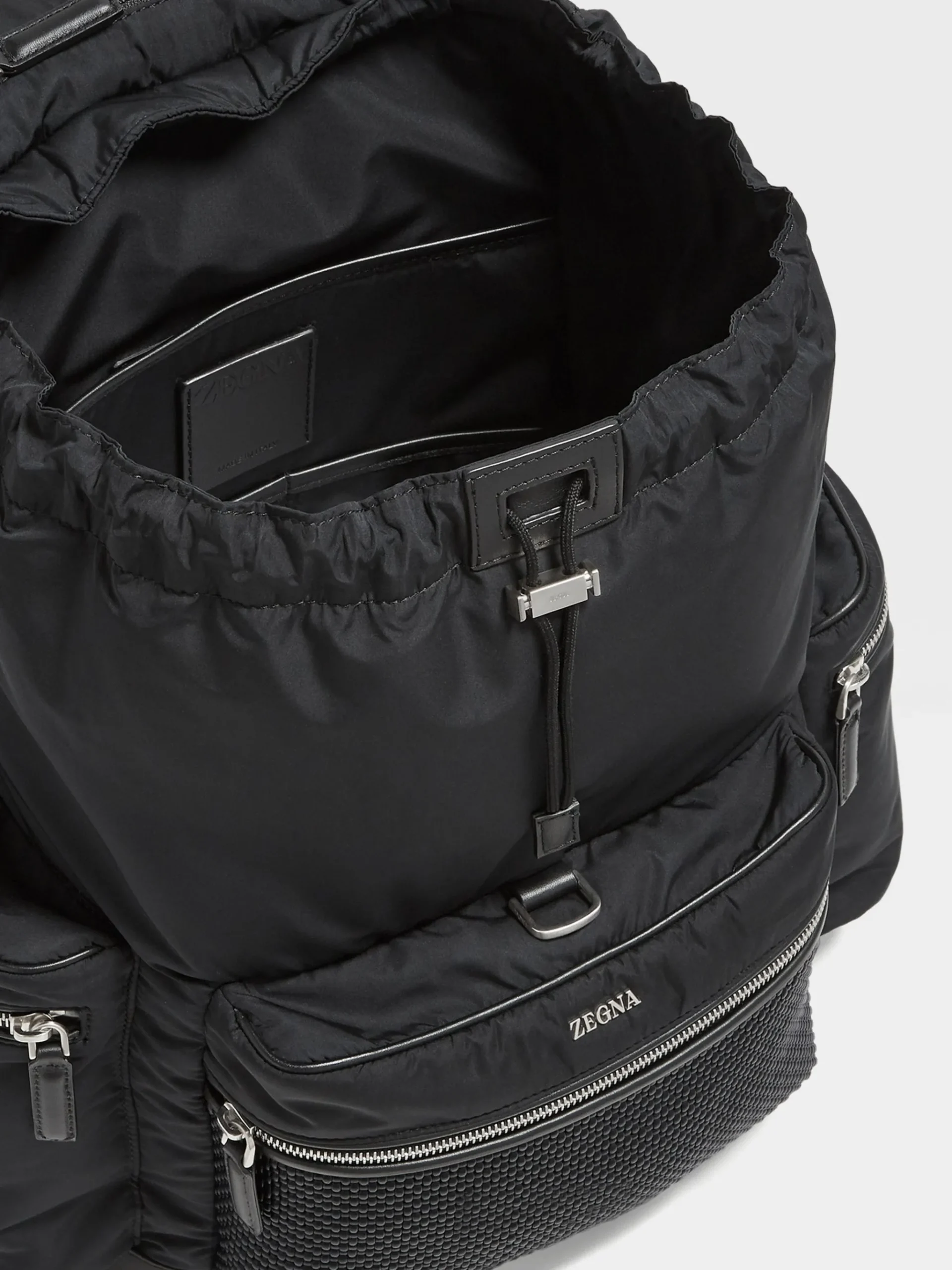 Black Technical Fabric and PELLETESSUTA™ Leather Backpack