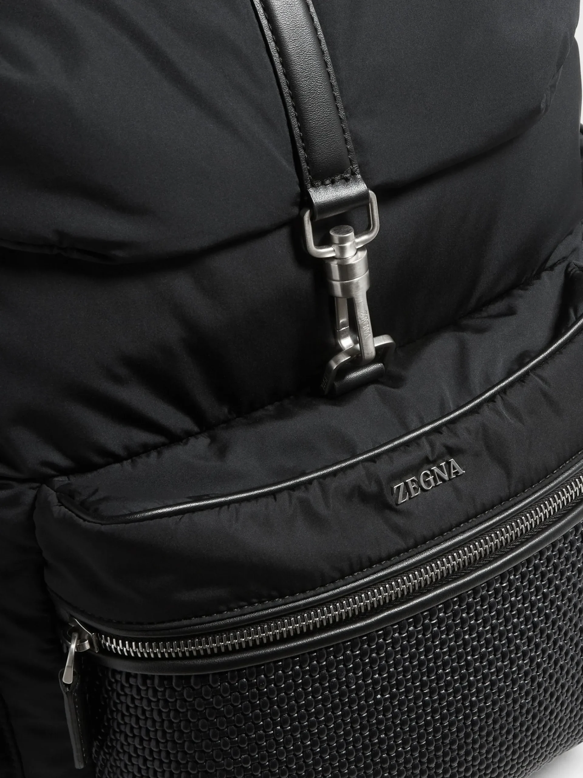 Black Technical Fabric and PELLETESSUTA™ Leather Backpack