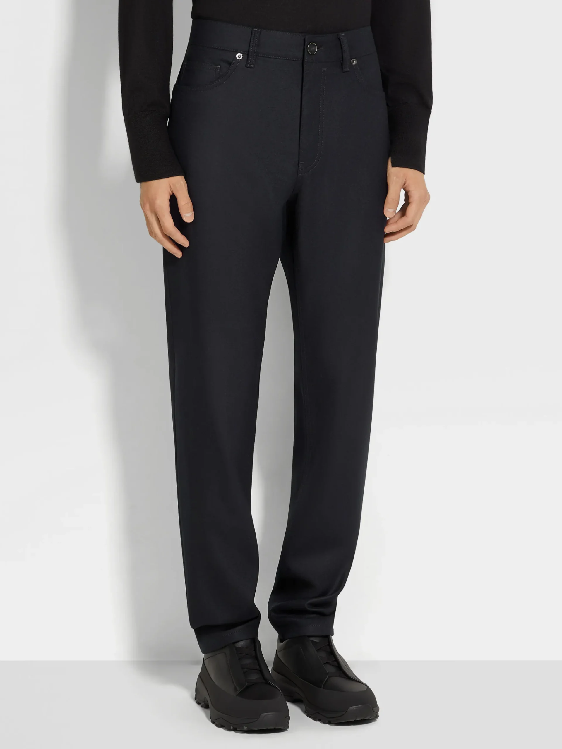 Black Wool and Cashmere Roccia Pants