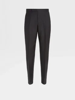 Black Wool and Mohair Evening Pants