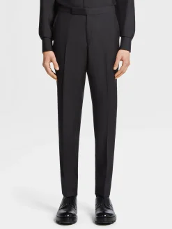 Black Wool and Mohair Evening Pants