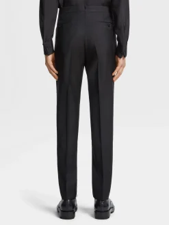 Black Wool and Mohair Evening Pants