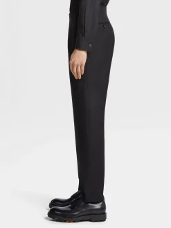 Black Wool and Mohair Evening Pants