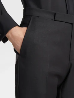 Black Wool and Mohair Evening Pants