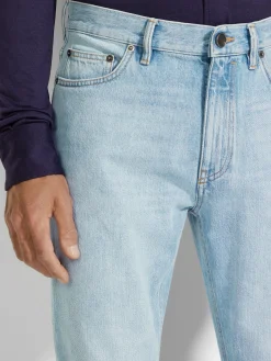 Blue Bleached Cotton Roccia Jeans