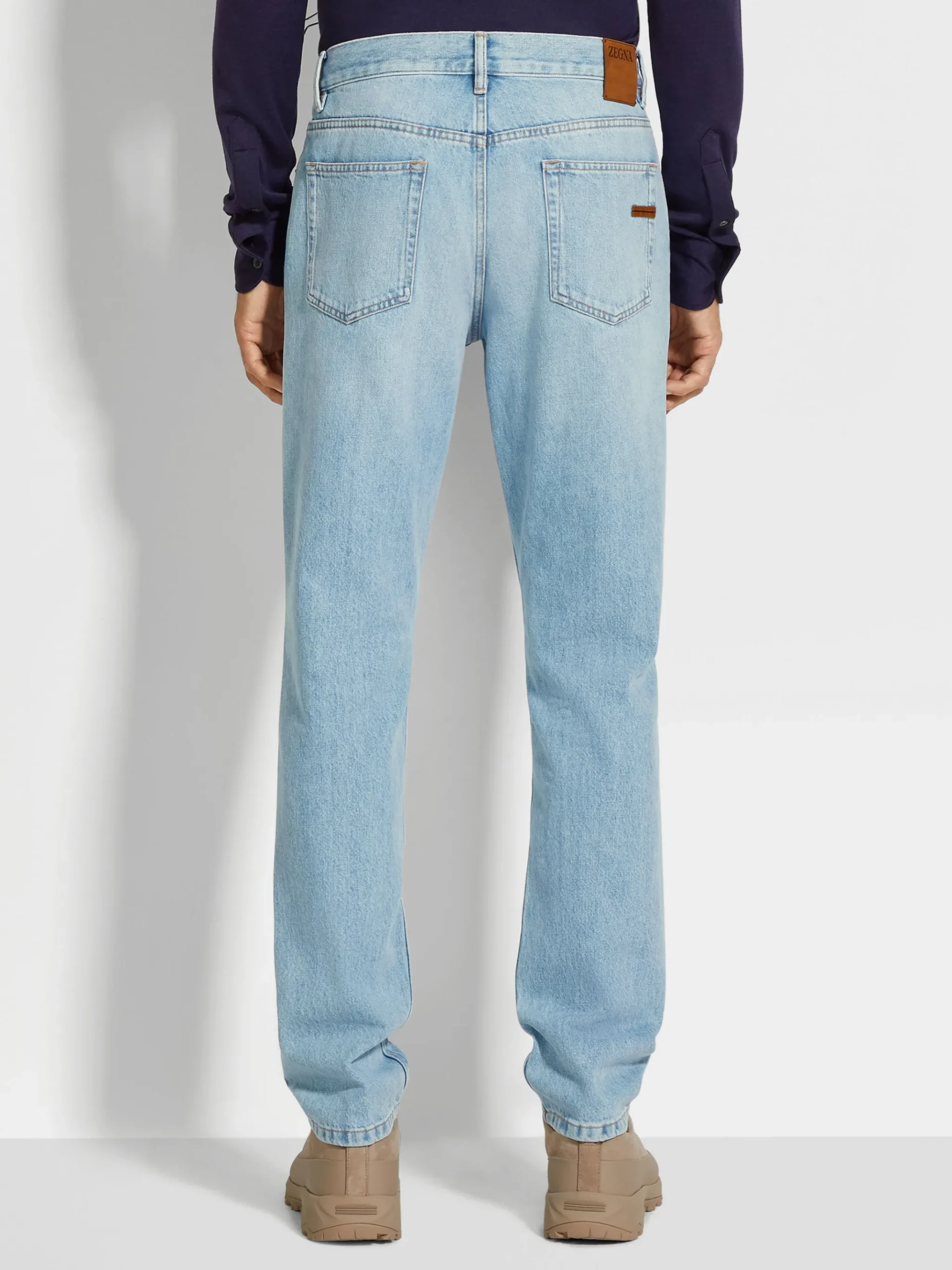 Blue Bleached Cotton Roccia Jeans