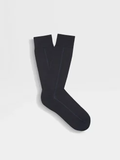 Blue Cotton Blend Socks