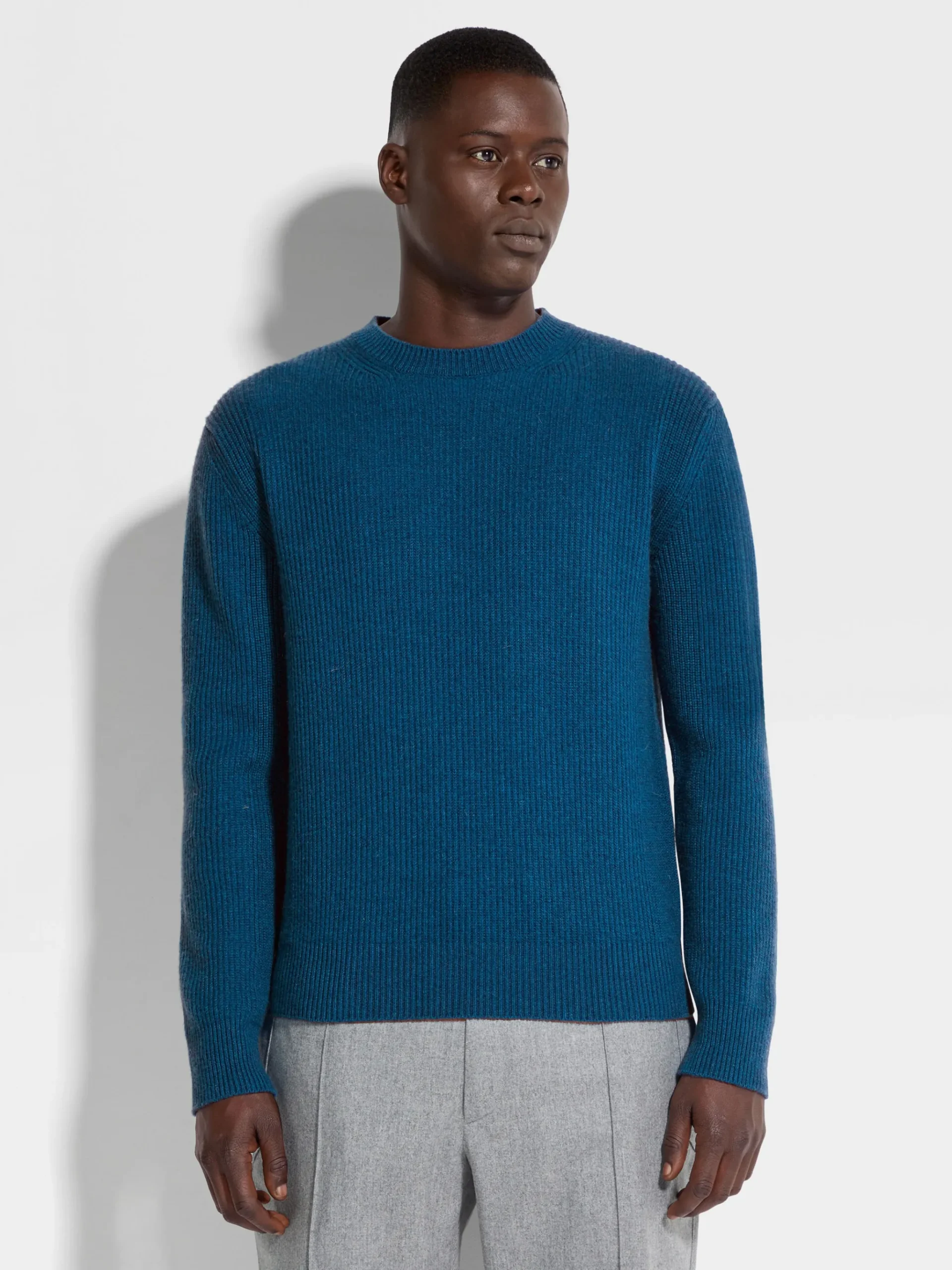 Bright Teal Blue Oasi Cashmere Crewneck
