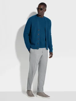 Bright Teal Blue Oasi Cashmere Cardigan
