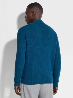 Bright Teal Blue Oasi Cashmere Cardigan