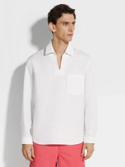 Crossover Blend Cotton Linen and Silk Polo Shirt