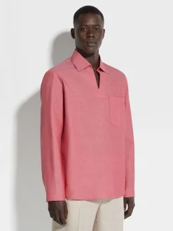 Crossover Blend Cotton Linen and Silk Polo Shirt