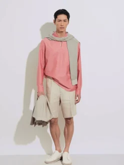 Crossover Blend Cotton Linen and Silk Polo Shirt