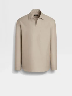 Crossover Blend Cotton Linen and Silk Polo Shirt