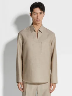 Crossover Blend Cotton Linen and Silk Polo Shirt