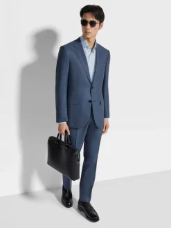Dark Avio Blue Centoventimila Wool Suit