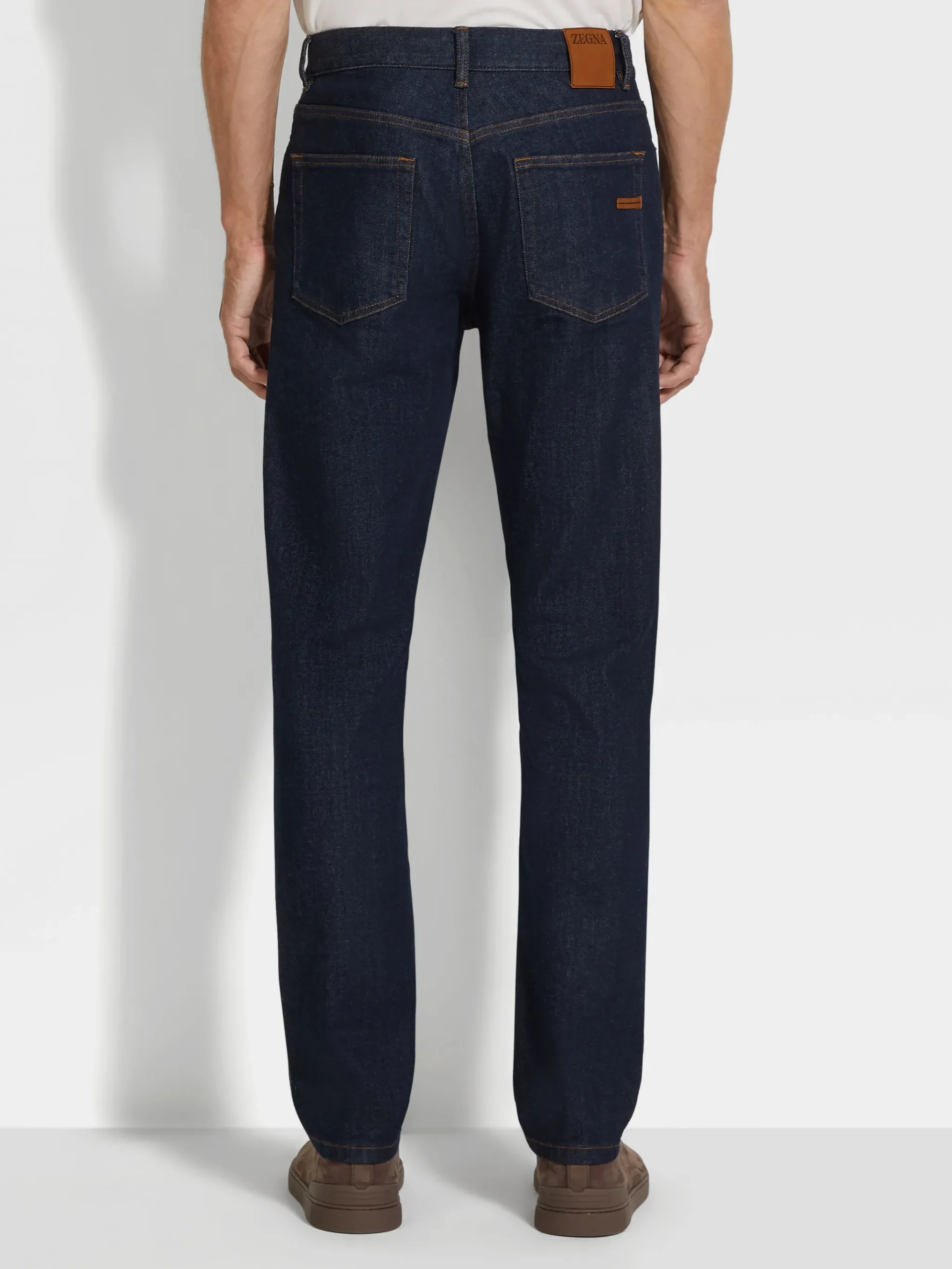Dark Blue Rinse-washed Stretch Cotton Roccia Jeans