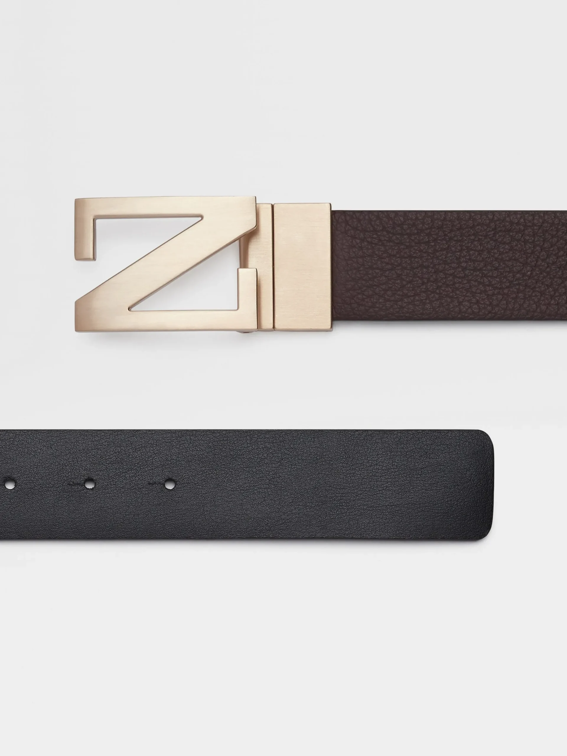 Dark Brown and Black Reversible Leather Belt