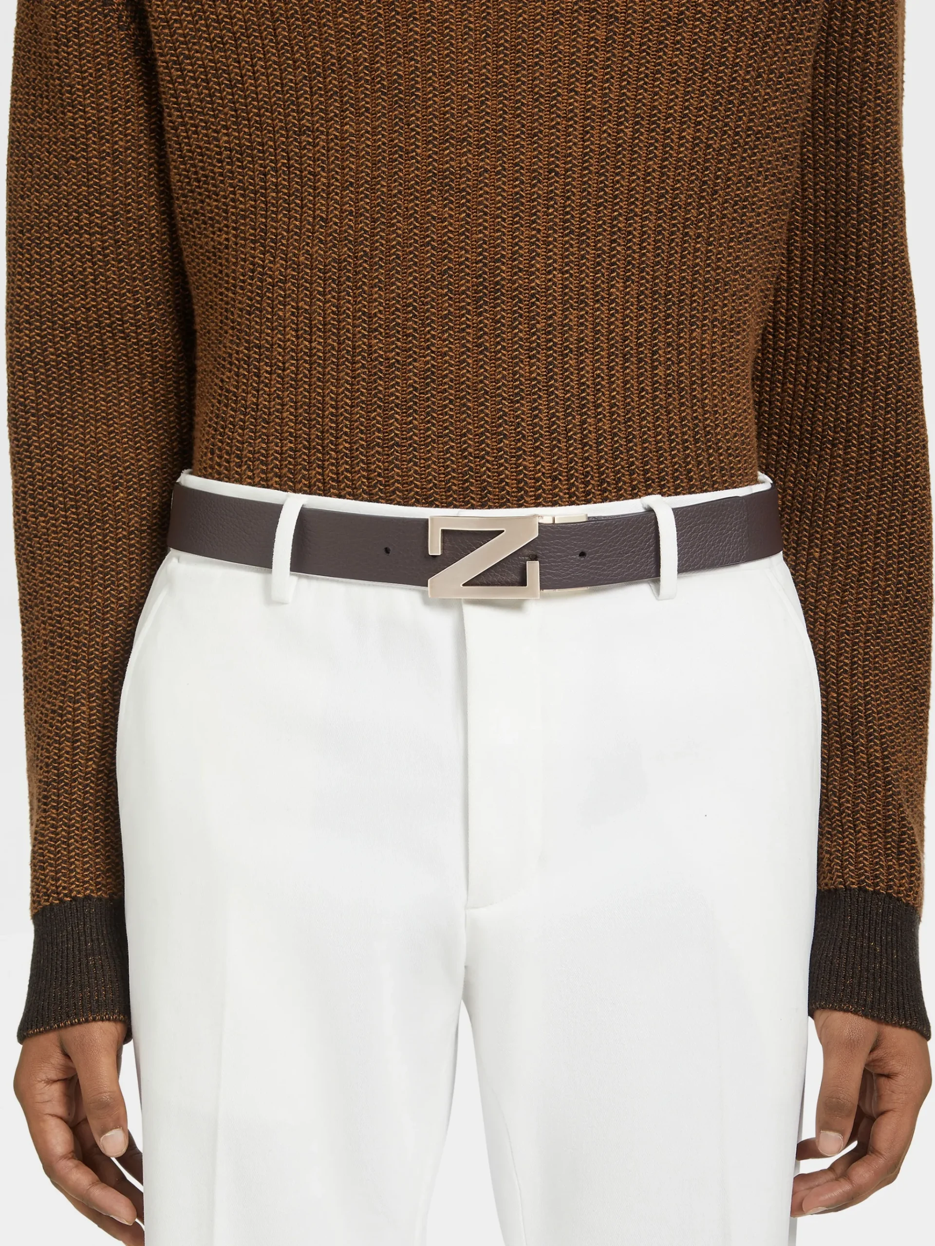 Dark Brown and Black Reversible Leather Belt