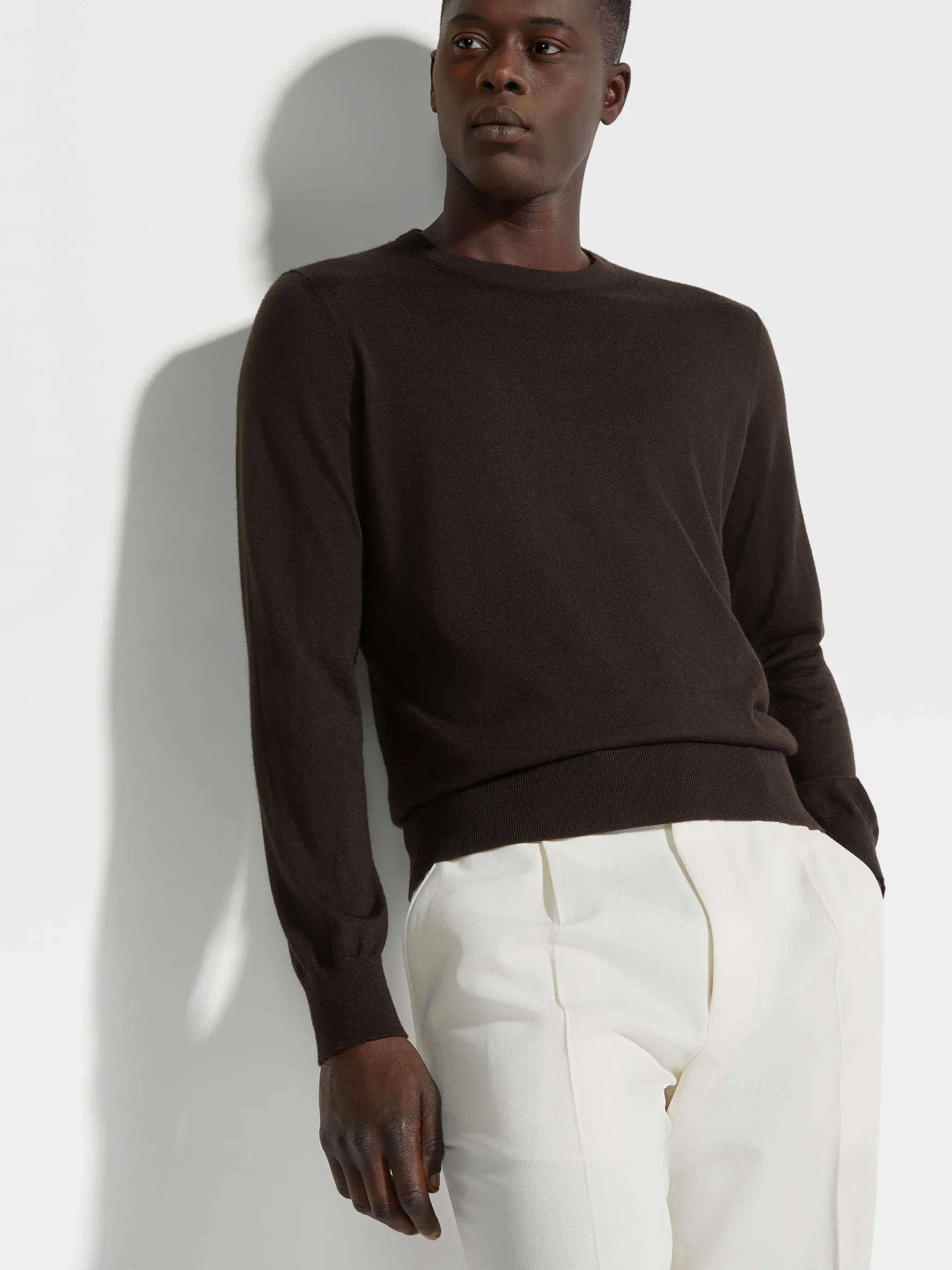 Dark Brown Cashseta Crewneck