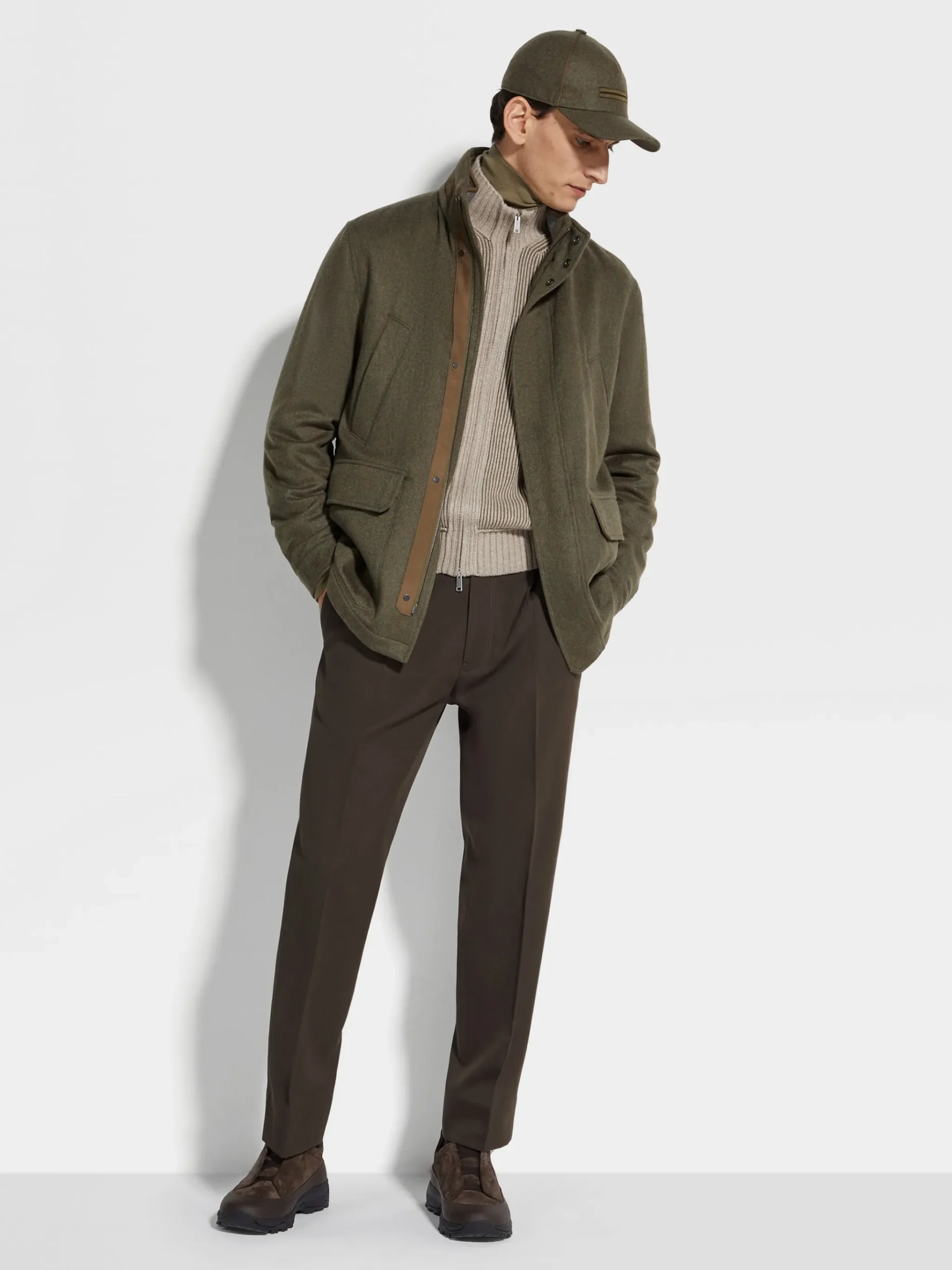 Dark Brown Cotton and Wool Pants