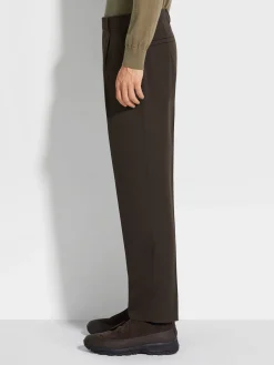 Dark Brown Cotton and Wool Pants