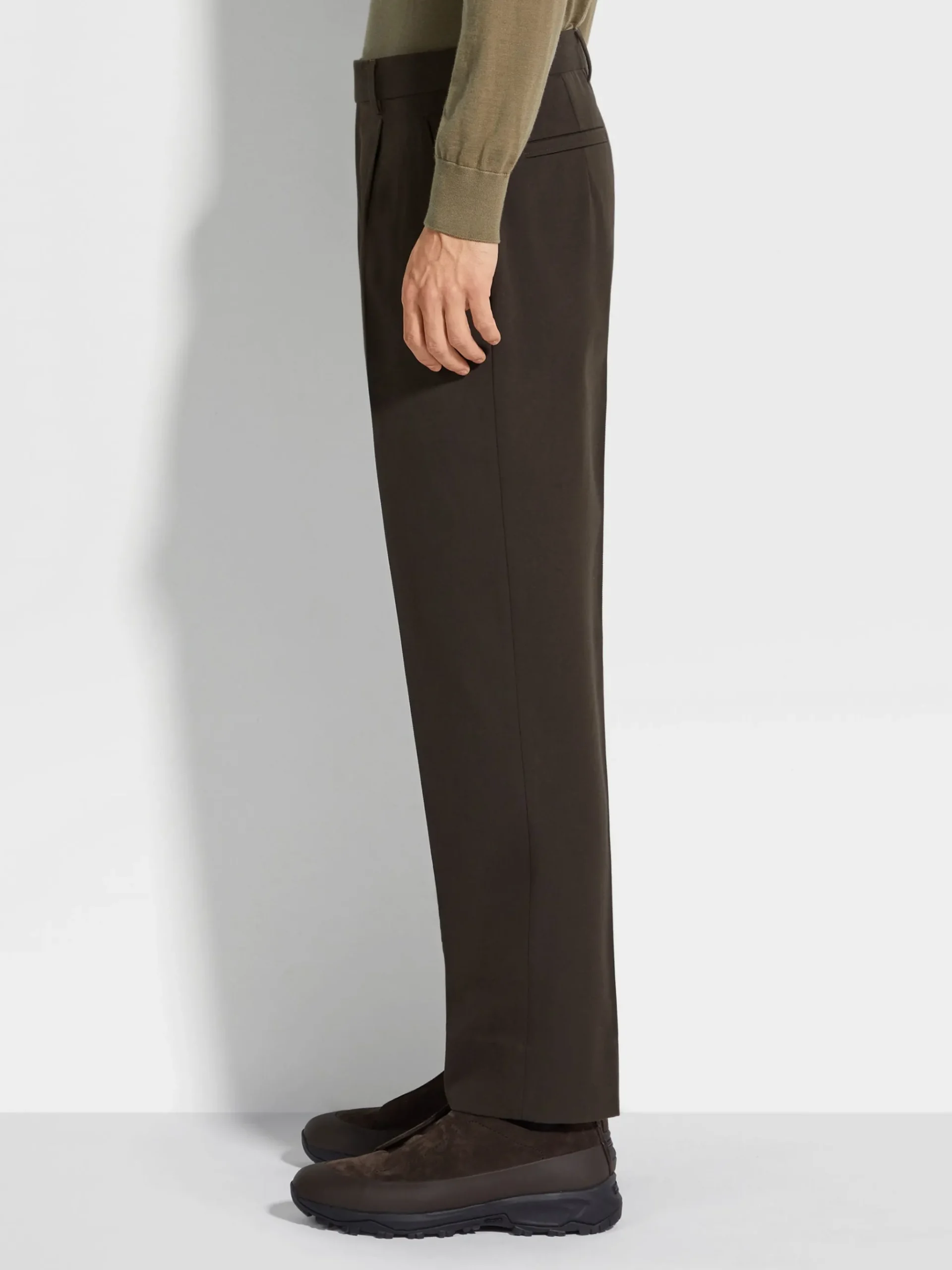 Dark Brown Cotton and Wool Pants