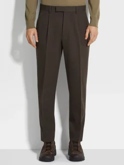 Dark Brown Cotton and Wool Pants
