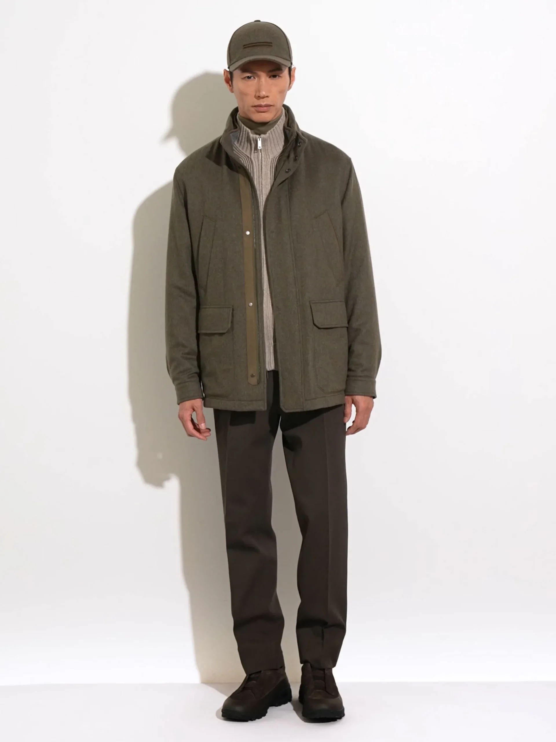Dark Brown Cotton and Wool Pants