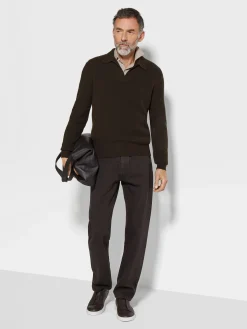 Dark Brown Mélange Oasi Cashmere Polo Shirt
