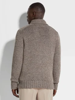 Dark Foliage and Taupe Oasi Cashmere Cardigan
