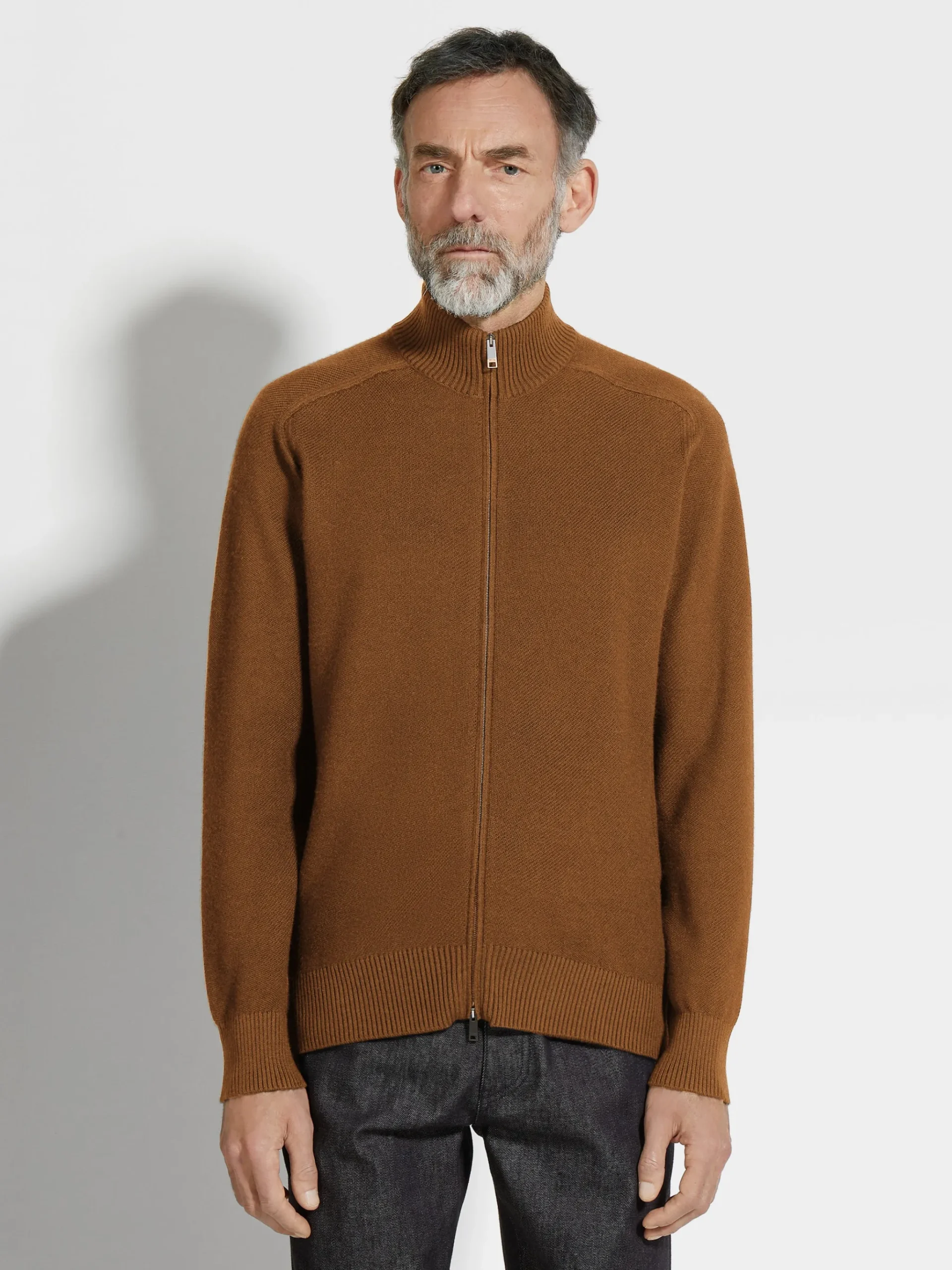 Dark Foliage Cashseta Full Zip Cardigan