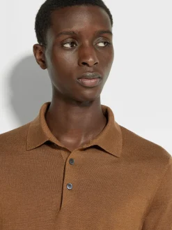 Dark Foliage Mélange Cashseta Polo Shirt