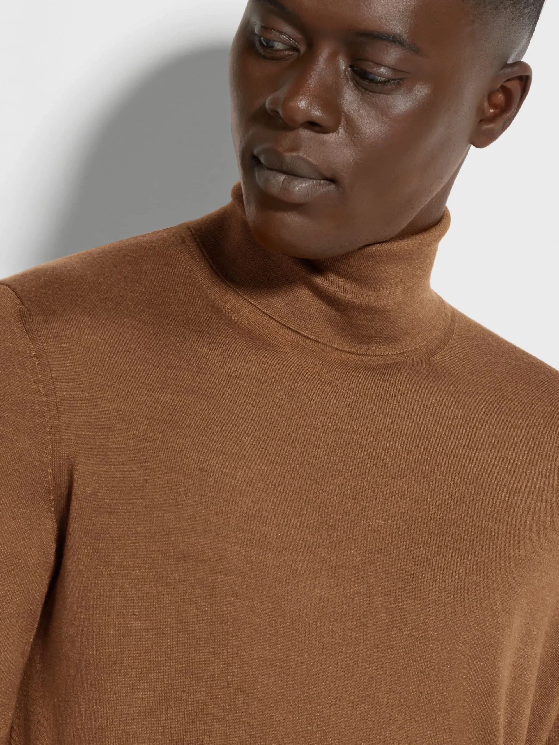 Dark Foliage Mélange Cashseta Turtleneck