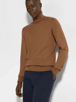 Dark Foliage Mélange Cashseta Turtleneck