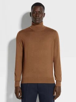 Dark Foliage Mélange Cashseta Turtleneck