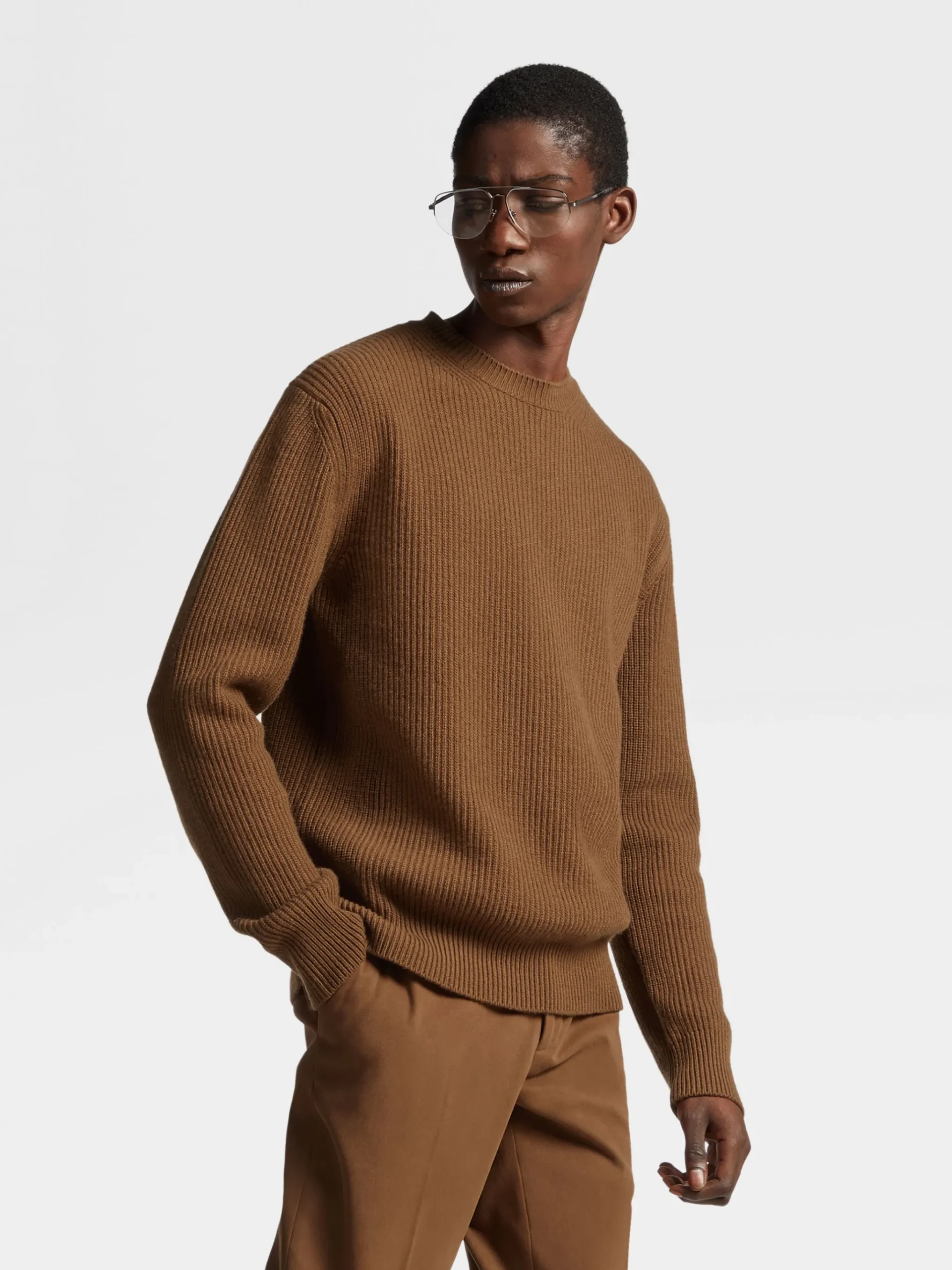 Dark Foliage Mélange Oasi Cashmere Crewneck