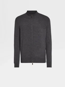 Dark Grey 12milmil12 Wool Full Zip Sweatshirt