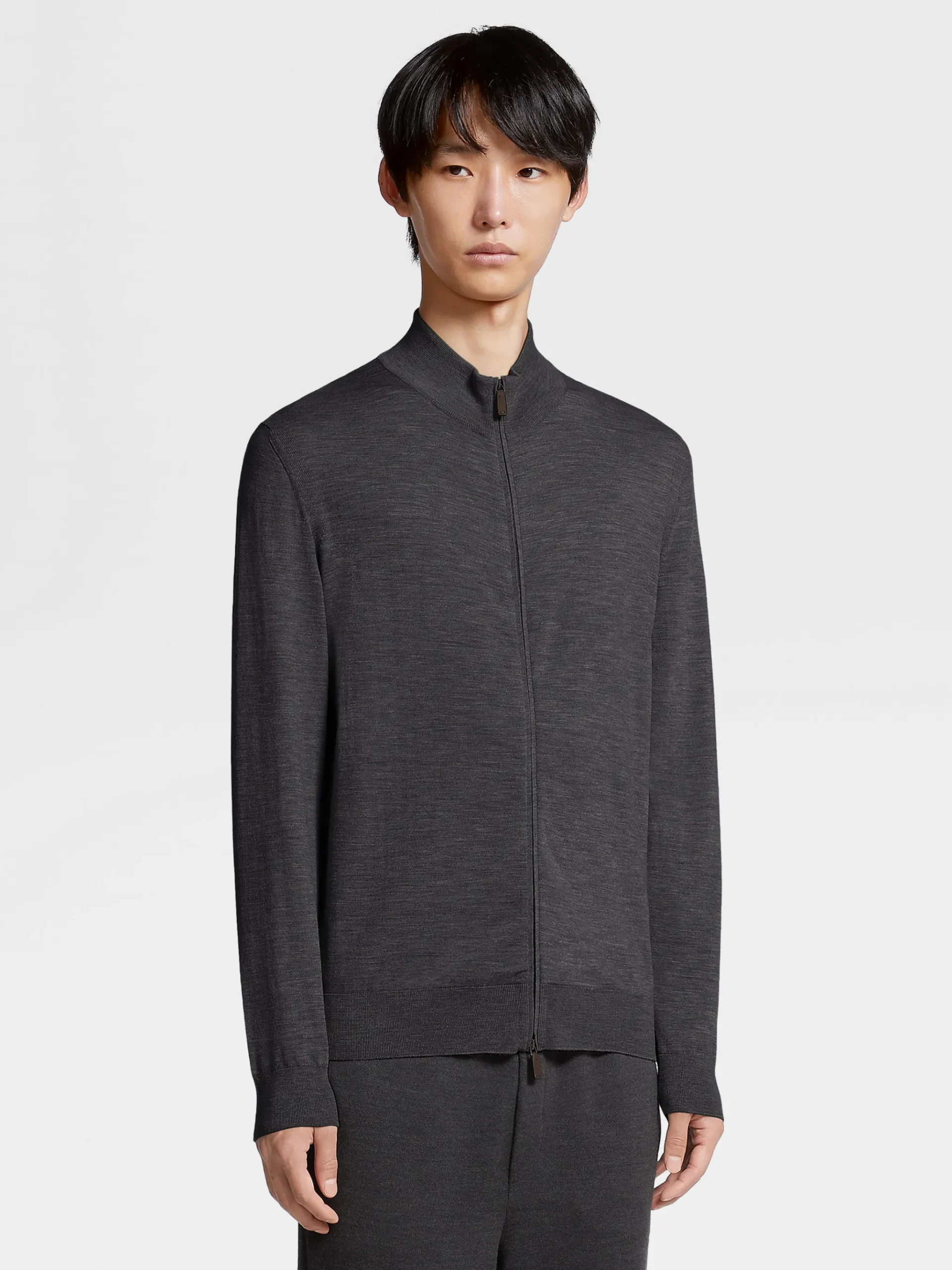 Dark Grey 12milmil12 Wool Full Zip Sweatshirt