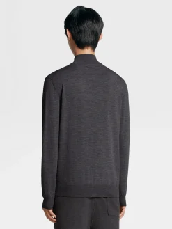 Dark Grey 12milmil12 Wool Full Zip Sweatshirt