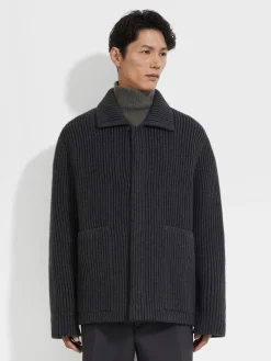 Dark Grey Mélange Wool and Cashmere Chore Jacket