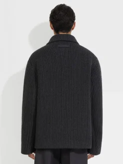 Dark Grey Mélange Wool and Cashmere Chore Jacket