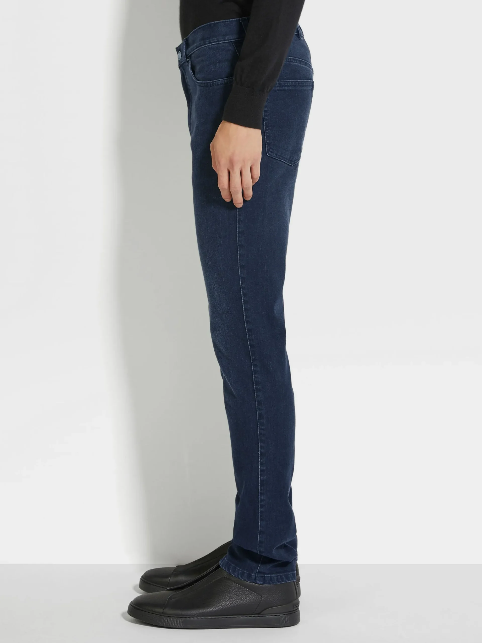 Dark Grey Stone-washed Stretch Cotton Roccia Jeans