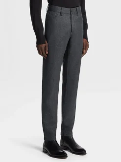 Dark Grey Wool and Cashmere Roccia Pants