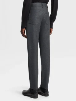 Dark Grey Wool and Cashmere Roccia Pants