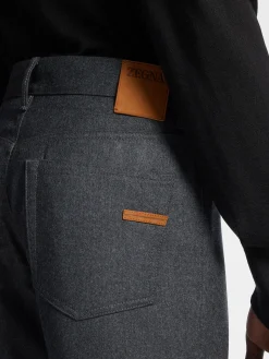 Dark Grey Wool and Cashmere Roccia Pants