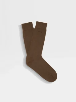 Dark Khaki Cotton Blend Socks