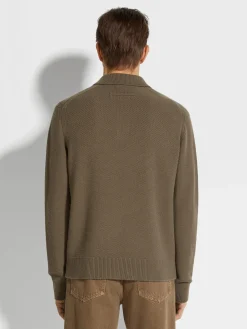 Dark Khaki Mélange Oasi Cashmere Polo Shirt
