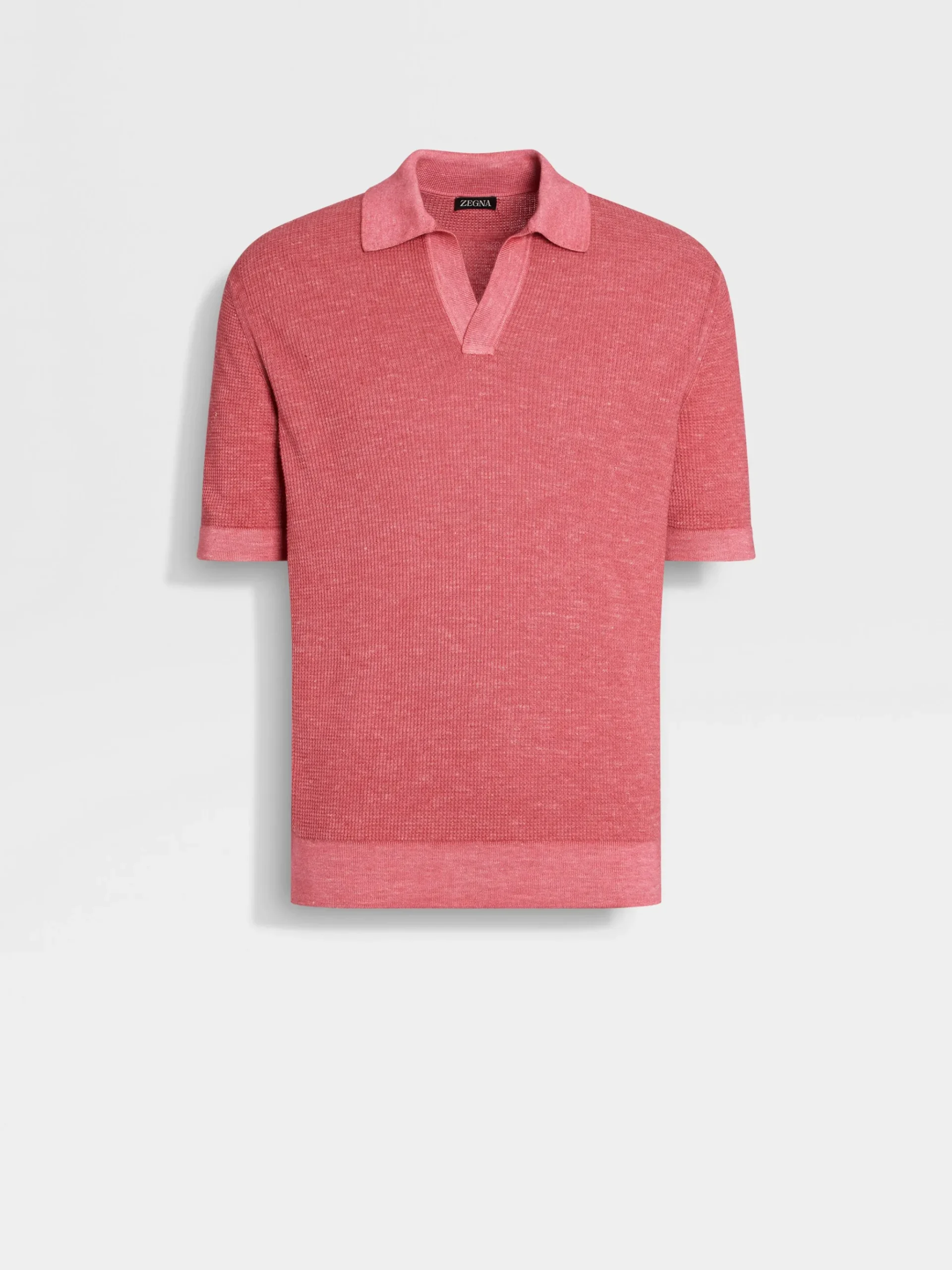 Fuchsia Mélange Silk Cashmere and Linen Polo Shirt